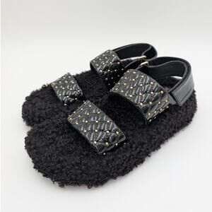 Jeffrey Campbell Ardeman Sandal Women's Open Toe Faux Fur Black Size US6 EU37